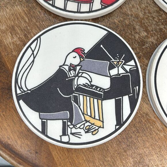 Cocktails Coasters Chickens Set of 4 in Box Absorbant - Picture 5 of 15